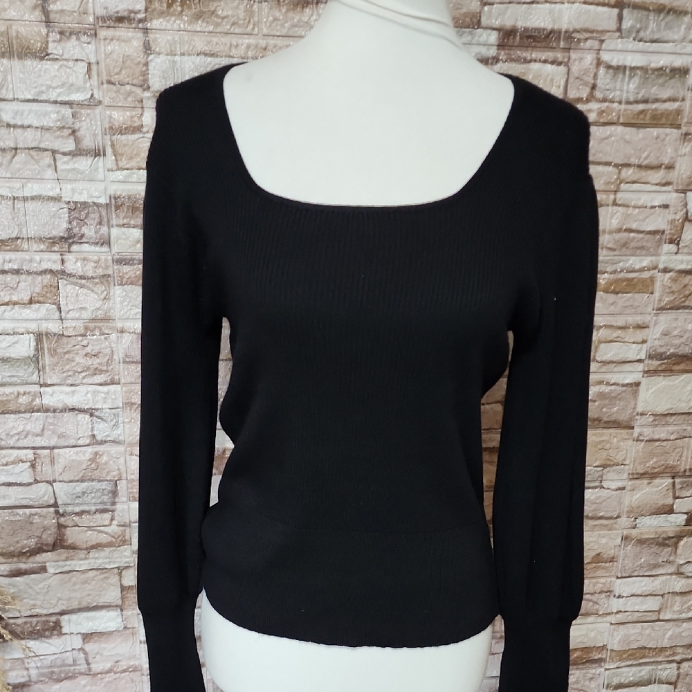 PHILOSOPHY Brand New Black Ribbed Knit Sweater